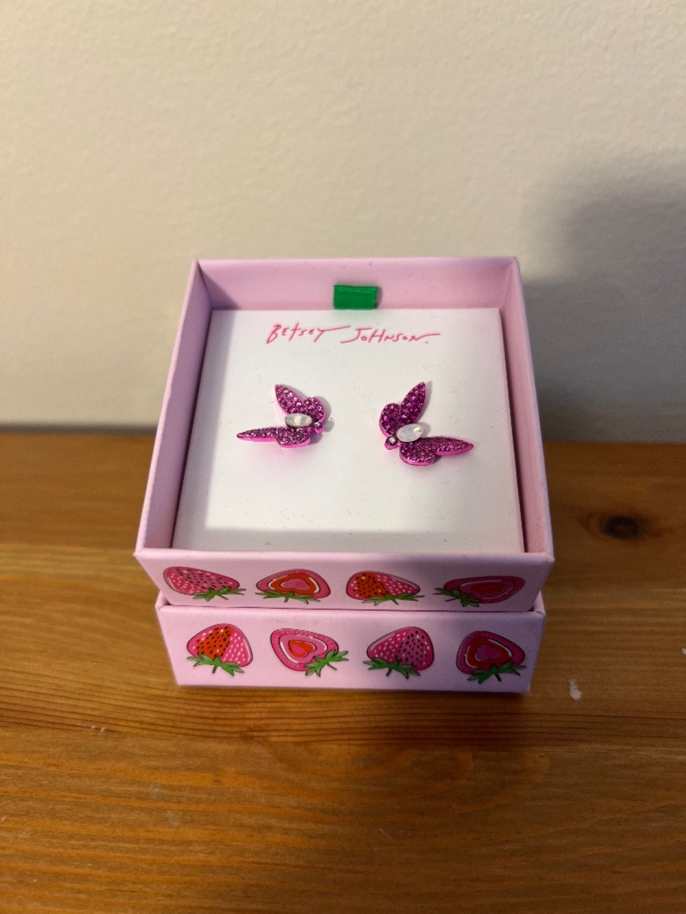 Betsey Johnson Pink Butterfly Stud Earrings